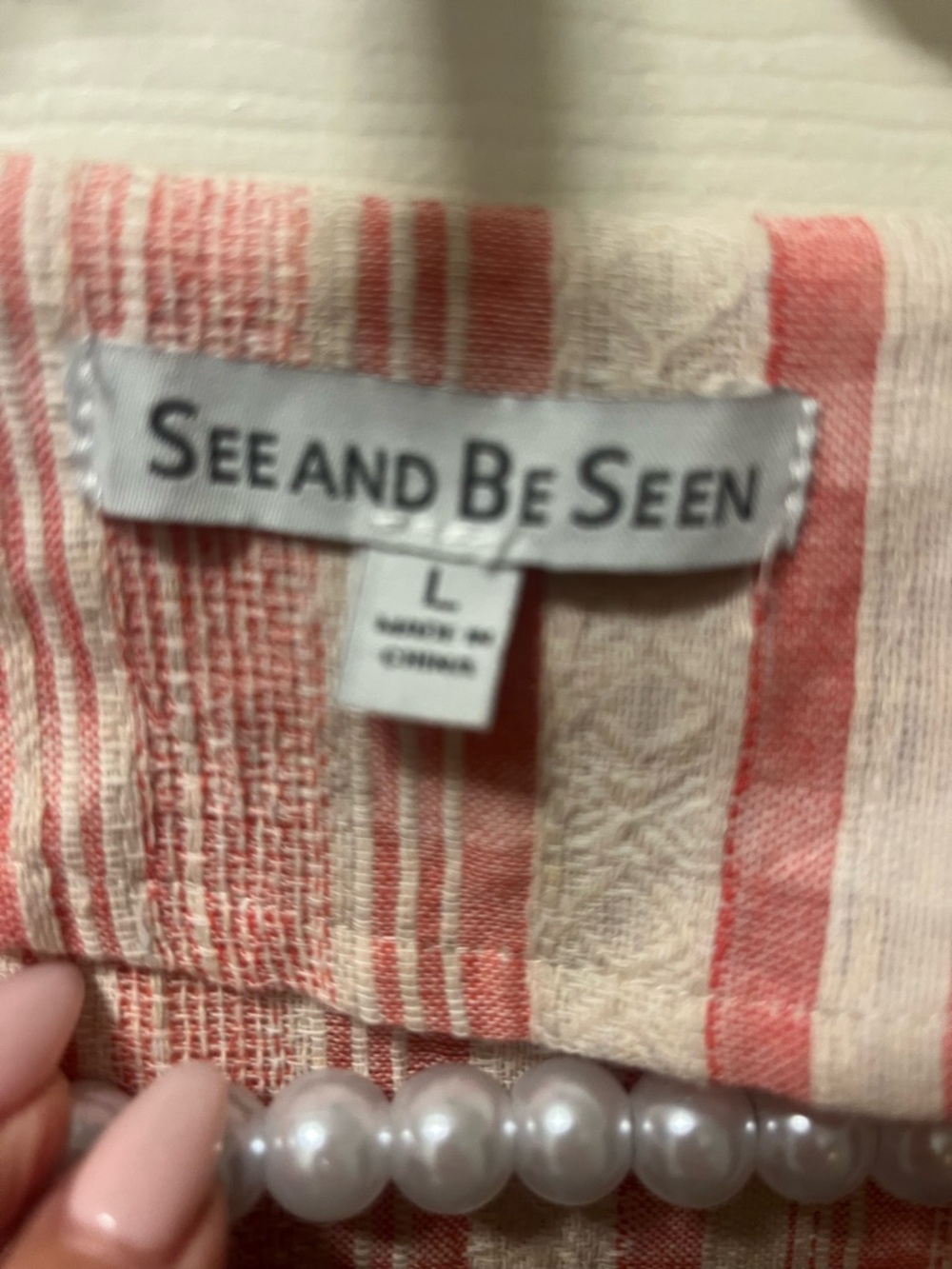 Sea and Be Seen Pink Striped Embroidered Women’s Lightweight Tunic Size Large - Picture 11 of 13